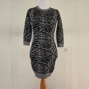 French Connection Black and Gold Sweater Dress